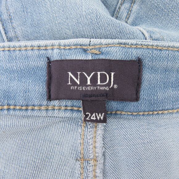 NYDJ Jeans Blue Light Wash Sheri Slim Ankle Cuff High Waist Tummy Control 24W - Picture 12 of 16